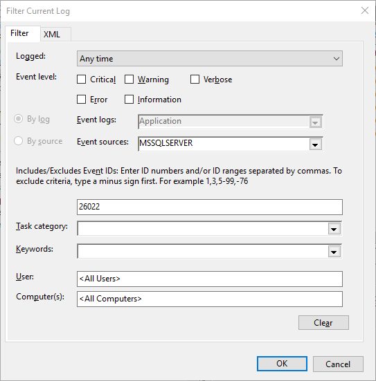 Filter Current Log