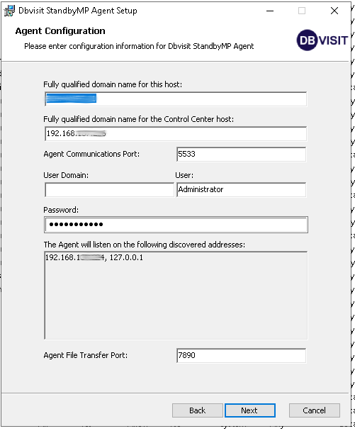 Screenshot Dbvisit Standby Multiplatform v11 Install Wizard Windows